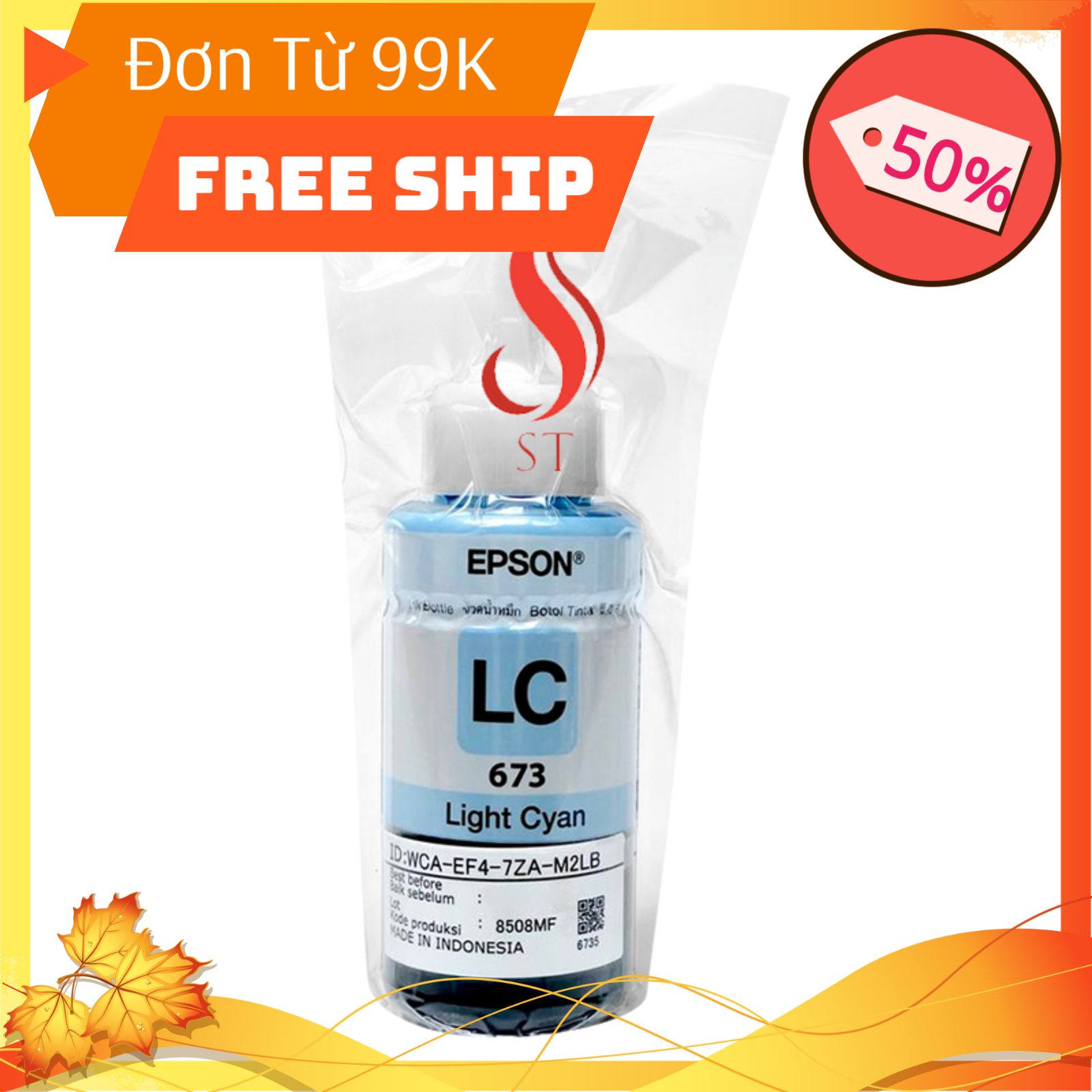 [NEW]  Mực 673 Epson LC Màu Xanh Nhạt (Cho L800 / L805 / L1800 /T50 / T60 / 1390 / 1430) ❤️FREESHIP❤️ Hàng Bóc Máy Zin