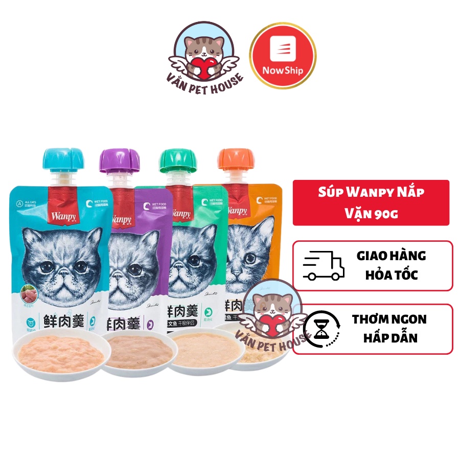 Súp thưởng Wanpy 90g cho mèo tuýp có nắp vặn