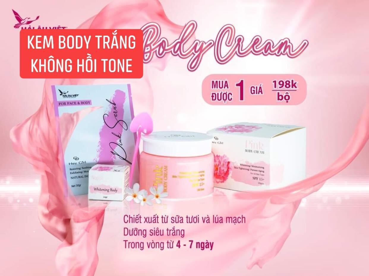 Trọn bộ kích trắng body pink trắng không hồi tone không kèm quà tặng