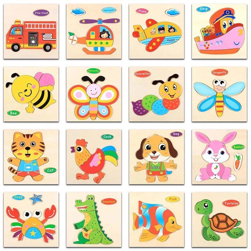 Combo 8 3D paintings, animal puzzle building toys