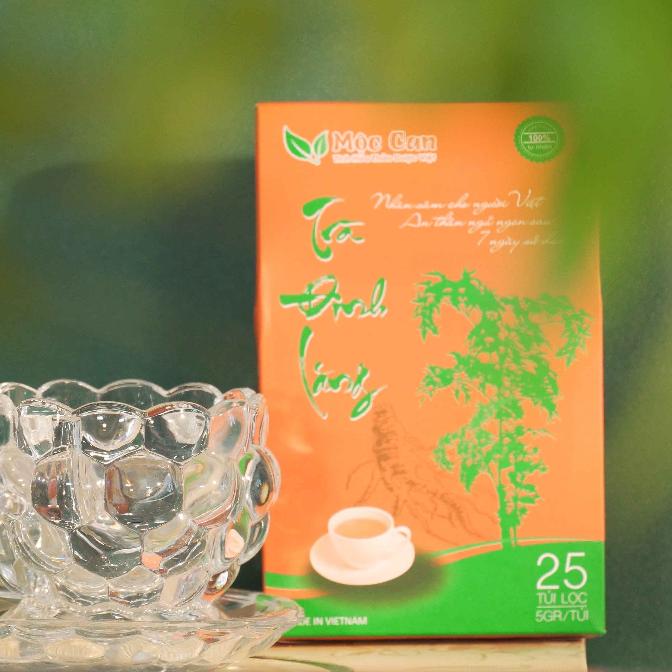 Trà đinh lăng Mộc Can giúp ngủ ngon an thần hộp 25 túi lọc x 5 gram