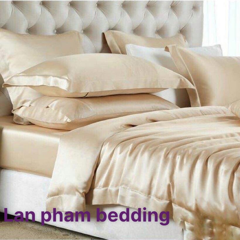 Ga - Drap Giường Lẻ Phi Lụa Lan Pham Bedding - Màu Vàng Kem