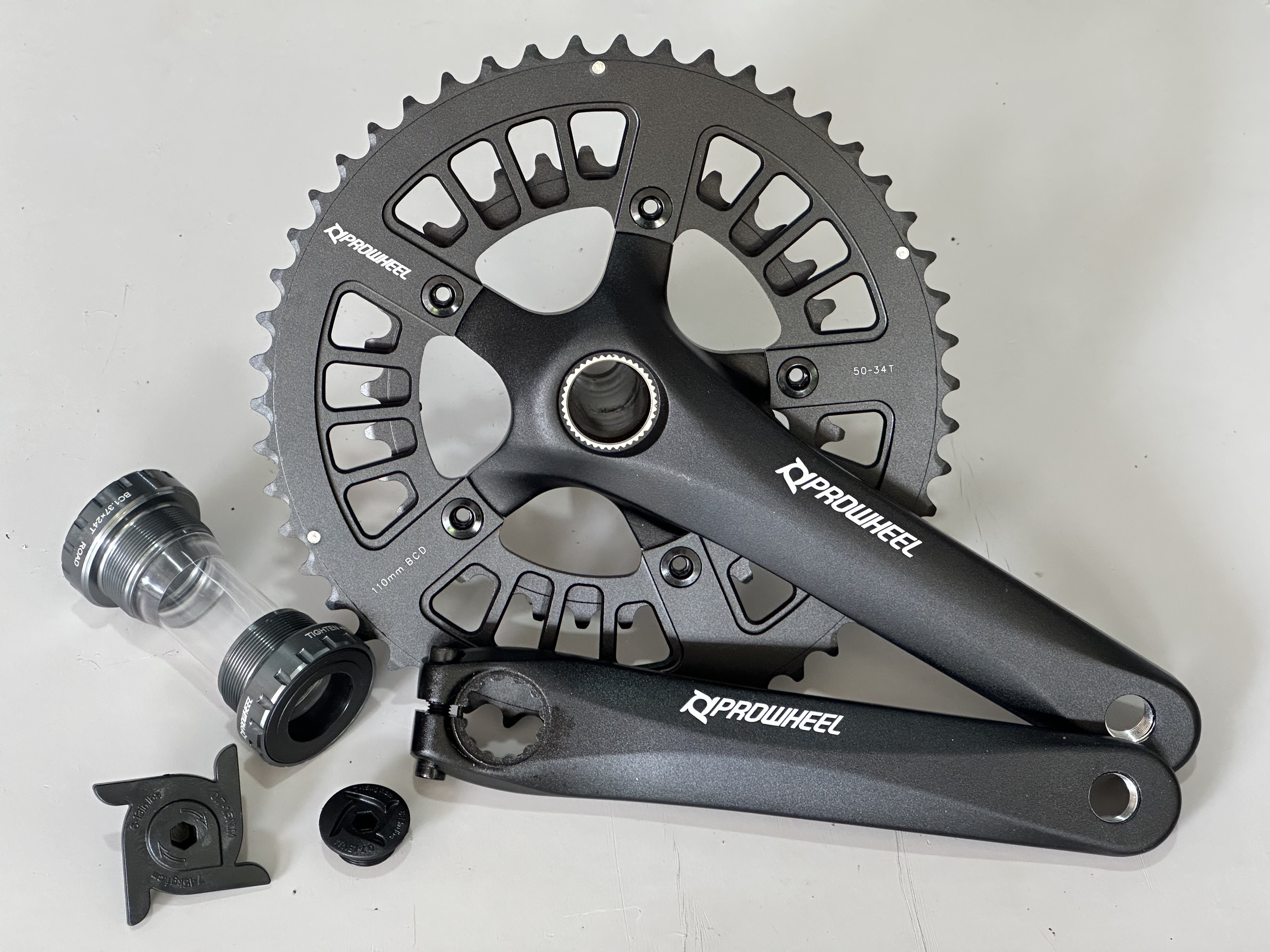 Đùi đĩa giò dĩa rỗng xe đạp prowheel ounce, đùi đĩa prowheel trục cốt rỗng nhôm 2 tầng 34-50t