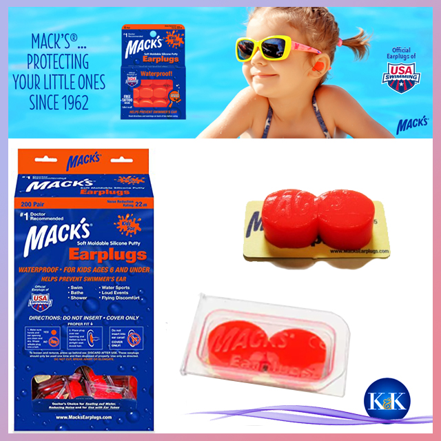 ❧K&K☙  Một đôi nút bịt tai chống ồn, chống nước khi đi bơi bằng silicon Mack's cho trẻ em