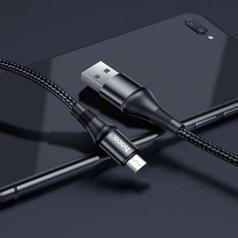 Dây cáp sạc nhanh hoco x14 dây dù micro usb cho điện thoại android/ samsung/ oppo -dài 1m - 2m --- đen - đỏ