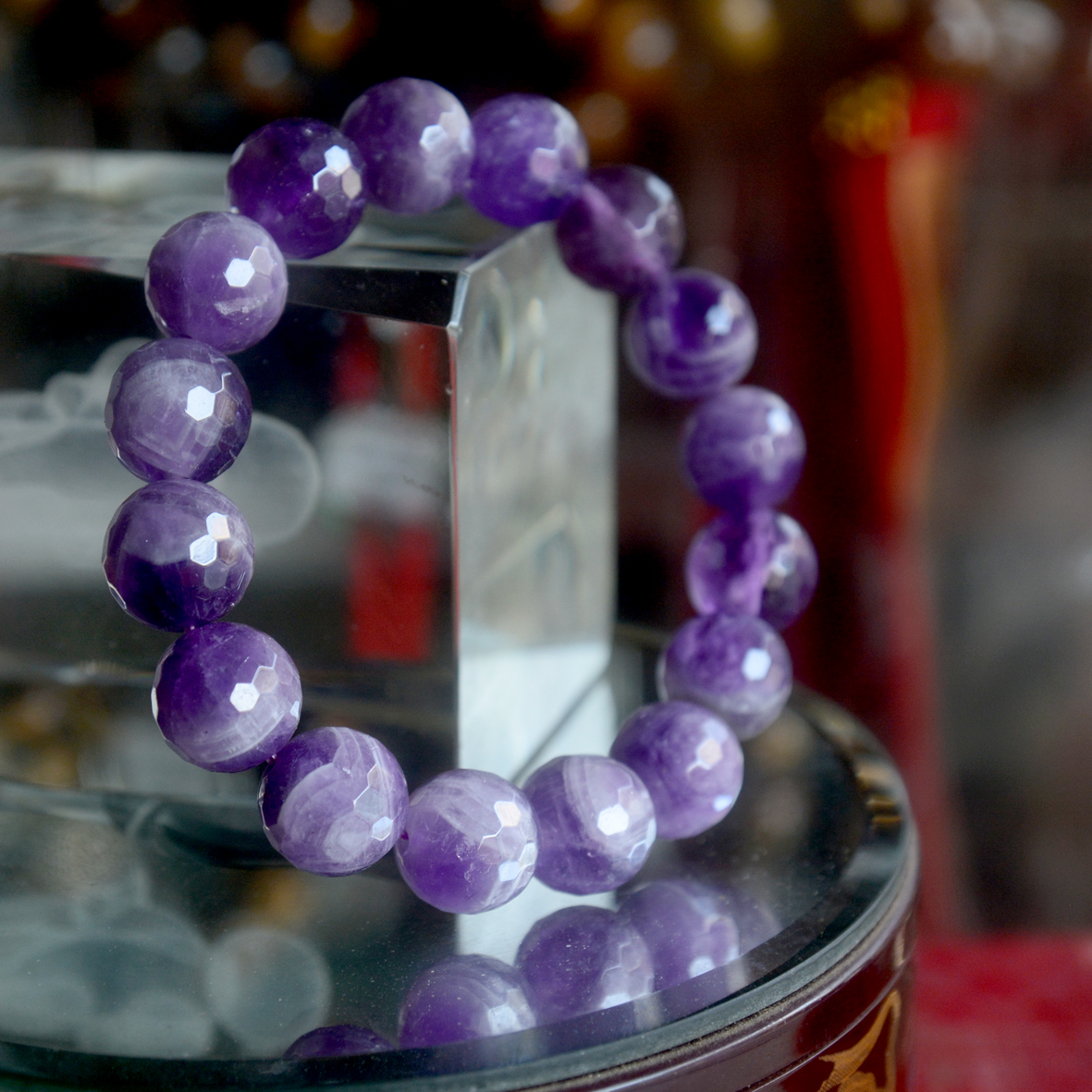 [HCM]Vòng tay chuỗi đá thạch anh tím lục giác