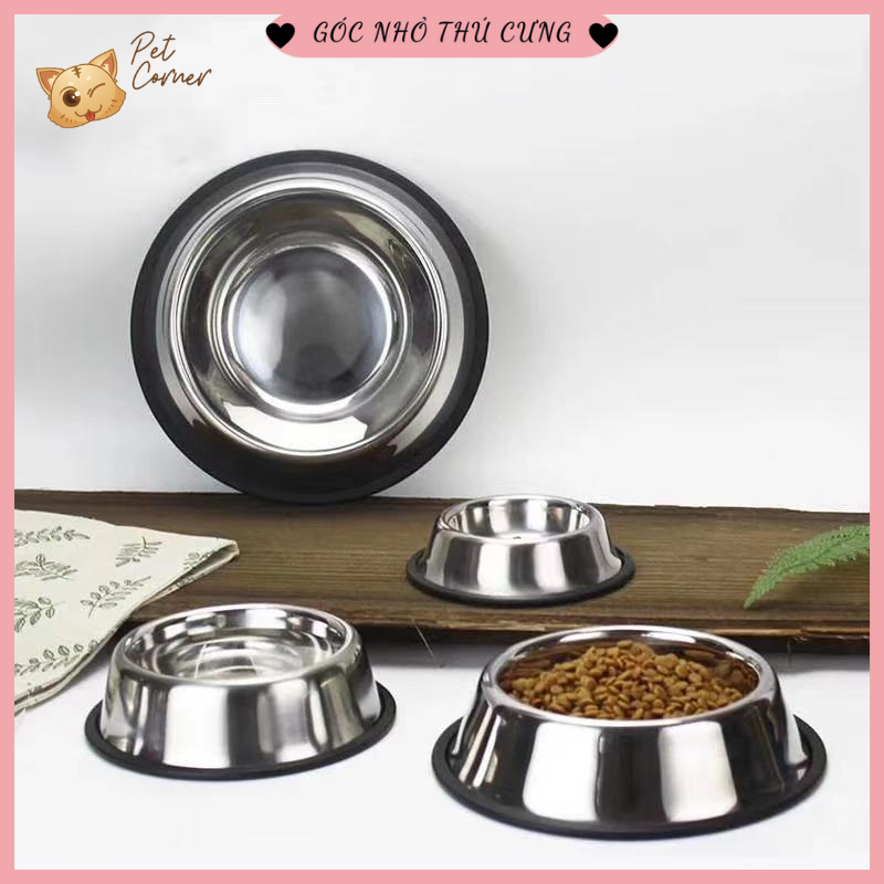 Bát ăn Inox cho thú cưng, có đế cao su chống trơn trượt