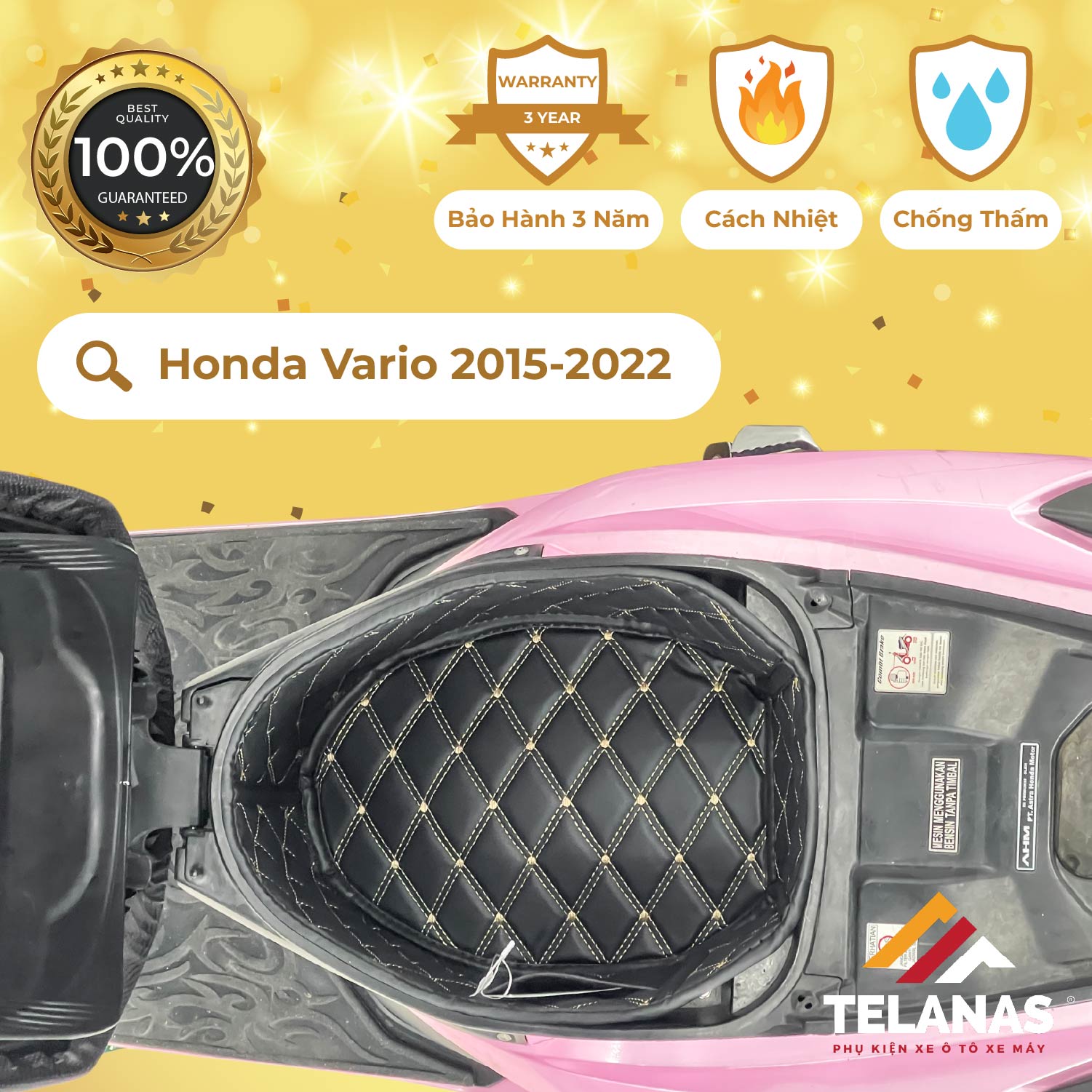 Lót Cốp Cách Nhiệt, đệm lót cốp xe máy TELANAS - HONDA VARIO 2015-2022 (CLICK 2015-2022 trừ 110cc)-Giá Xưởng-Bảo Hành 3 năm  chống sốc, chống thấm nước, tránh trầy xước