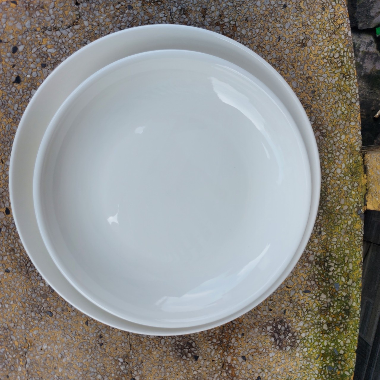 Combo 02 dĩa sứ trắng sâu lòng cao cấp 23cm