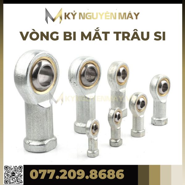 Vòng bi mắt trâu si...t/k, vòng ổ bi khớp cầu nối trục đảo mắt trâu si trục 5mm, 6mm, 8mm, 10mm, 12mm, 14mm, 16mm, 22mm