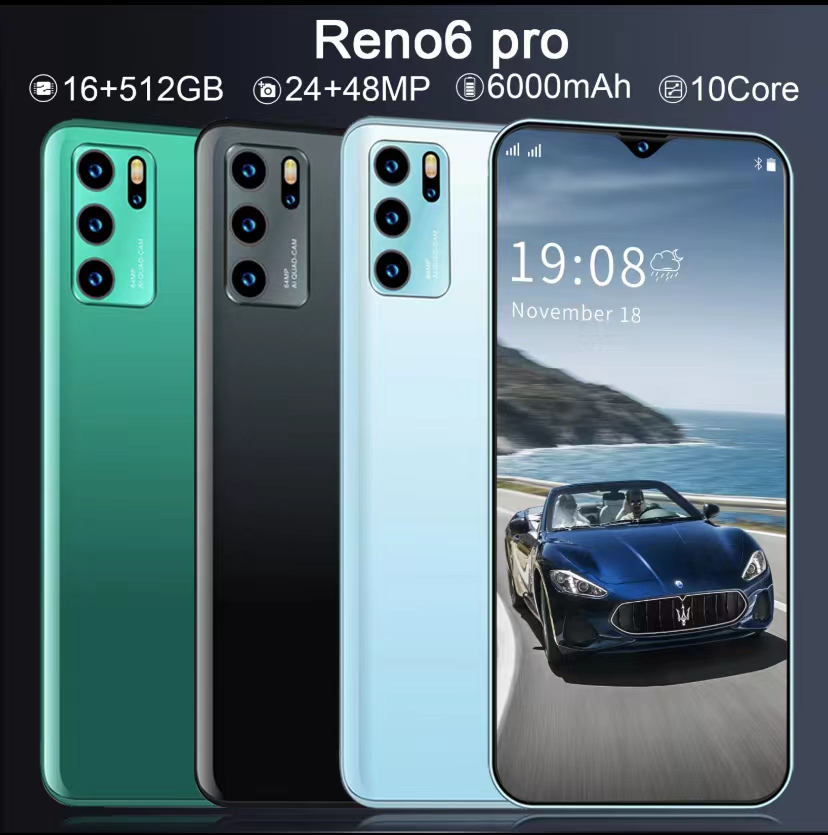 NEW Mới điện thoại di động Rino6 Pro điện thoại thông minh Hai SIM sạc nhanh Khóa học trực tuyến 5g android phone