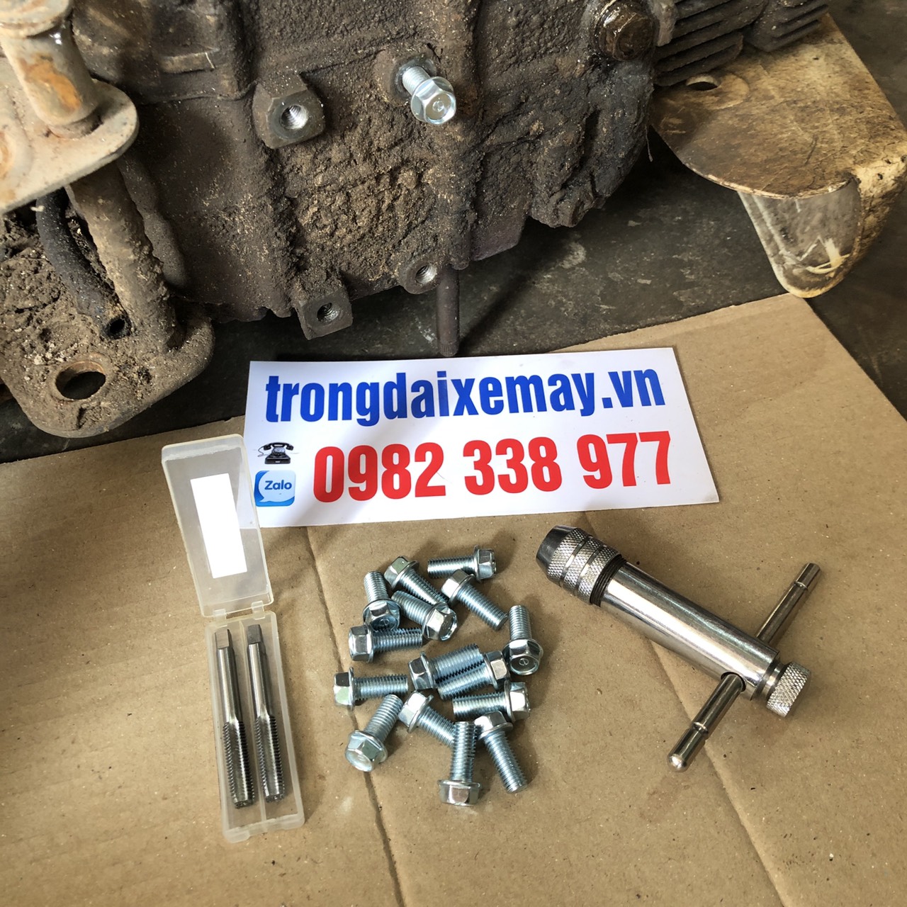 Bộ taro 9ly + 20 ốc 9ly 2cm sử lý chờn ren ốc dàn chân trọng đại xe máy