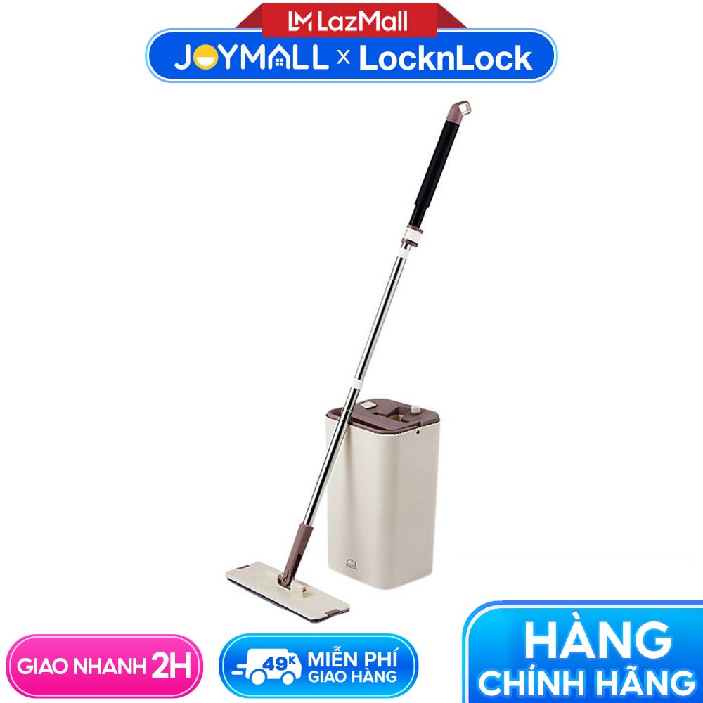 Bộ cây lau nhà Lock&Lock ETM471 Squeeze Flat Mop - Hàng chính hãng,  thùng nước tiện lợi, vắt đơn giản không làm ướt tay - JoyMall