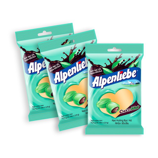 Combol 3 thanh kẹo alpenliebe bạc hà nhân soccola