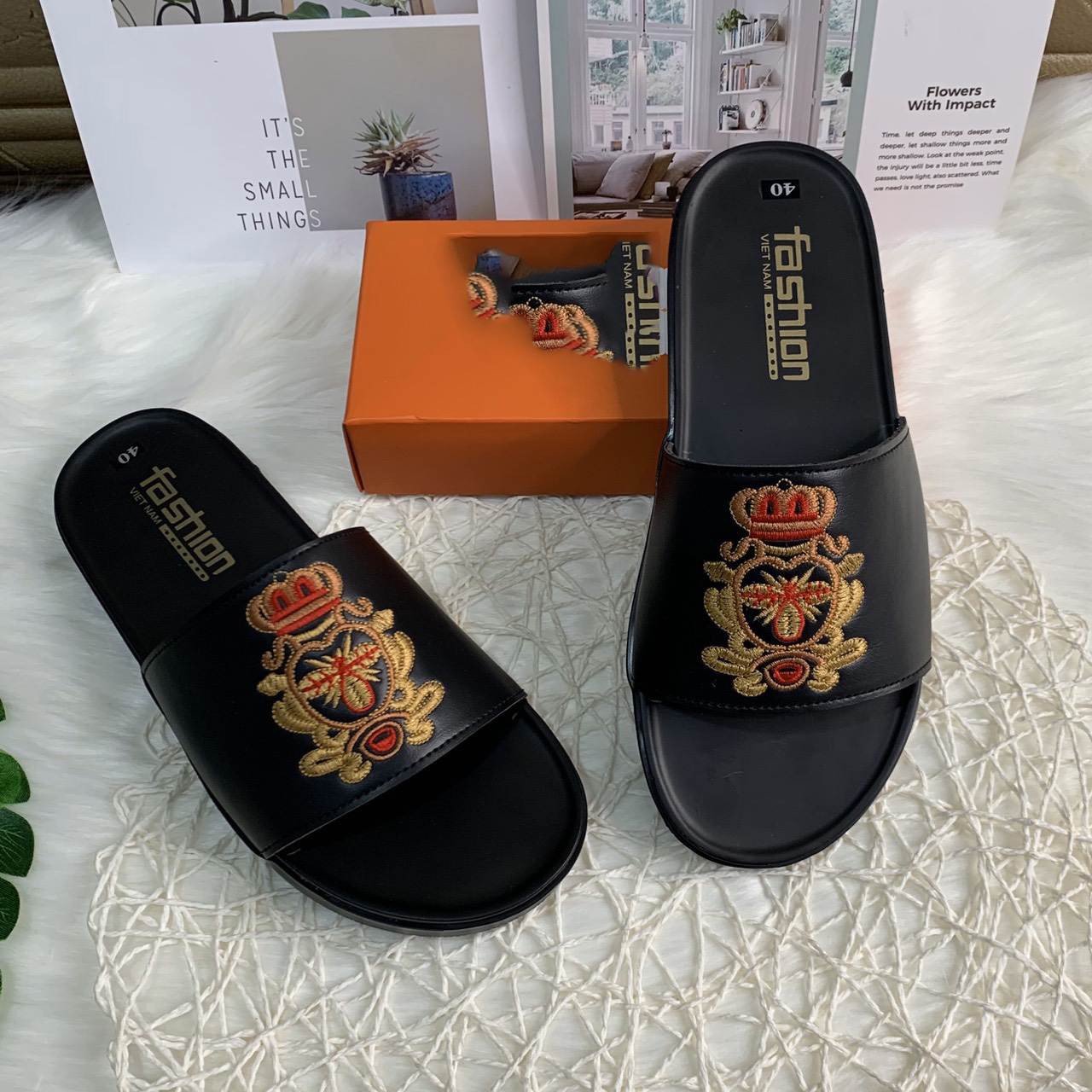 CỰC ĐẸP Dép nam quai ngang mẫu mới thêu ong vàng  đế cao sụ 2020 SIÊU GIẢM GIÁ