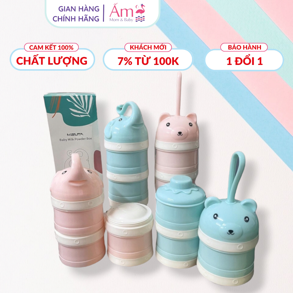 Hộp chia sữa cho bé misuta ấm baby đựng thức ăn 3 tầng ấm gift decor