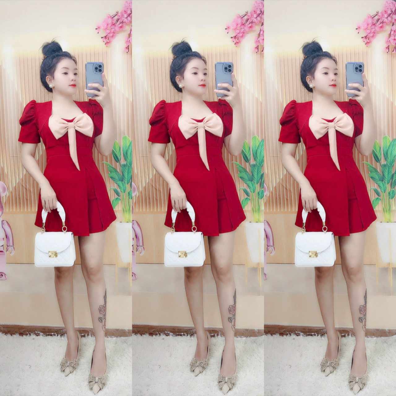 Sét đầm kèm quần thun cát hàn xinh xắn freesize 40-58kg