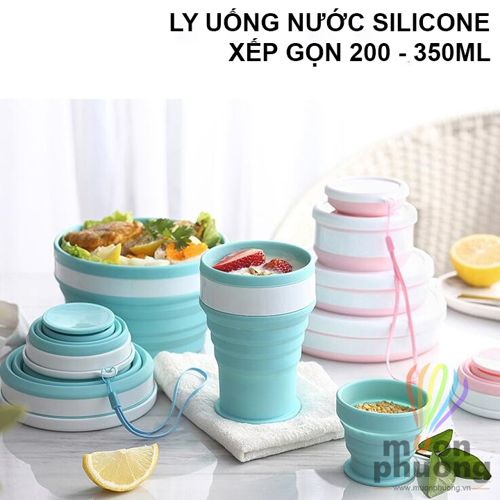 Ly xếp ly silicone xếp gọn uống nước 200-350ml - MUÔN PHƯƠNG SHOP