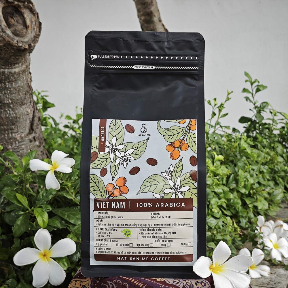 500gr cà phê arabica nguyên chất rang mộc dành cho pha phin & pha máy |100% cà phê sạch | hạt ban mê coffee
