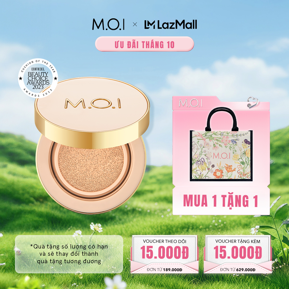 Phấn nước Kiềm Dầu Che Khuyết Điểm SPF 50+ PA+++ MOI Premium Baby Skin Cushion 12g