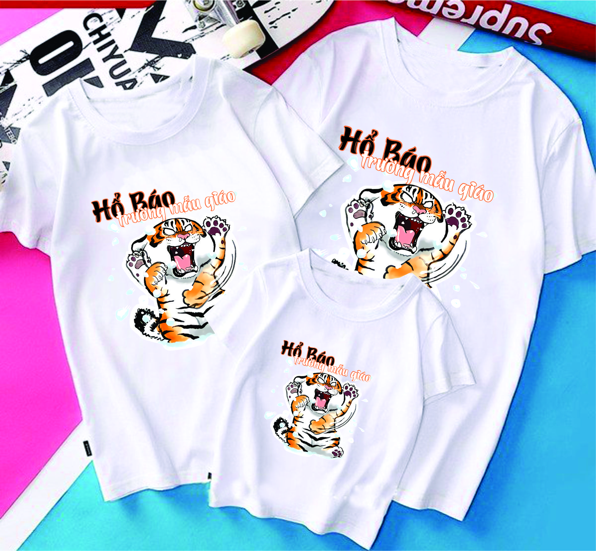 Áo thun gia đình in hình chó shiba
