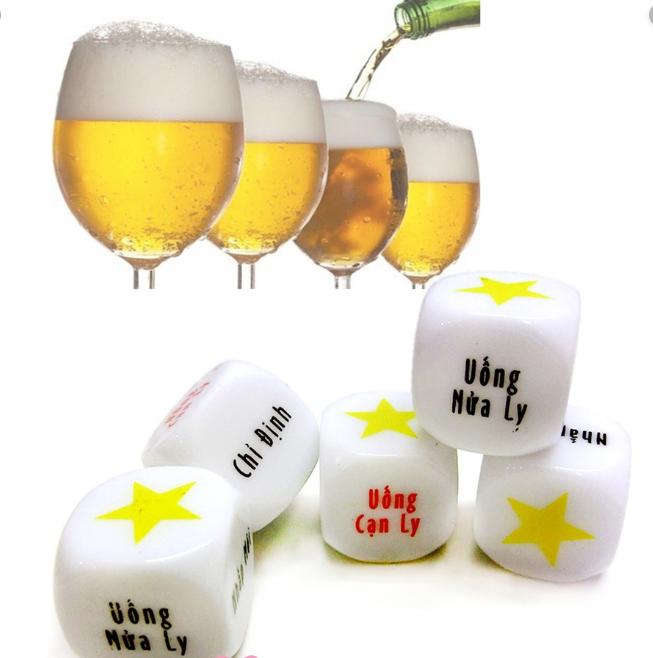 ( TRÒ CHƠI BÀN NHẬU ) Xí ngầu uống bia set 5 viên - Siêu Hot - Xí Ngầu uống bia Xí Ngầu Nhậu