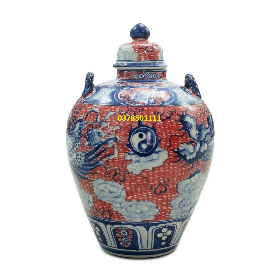 Vò vẽ rồng phượng men lam 10L