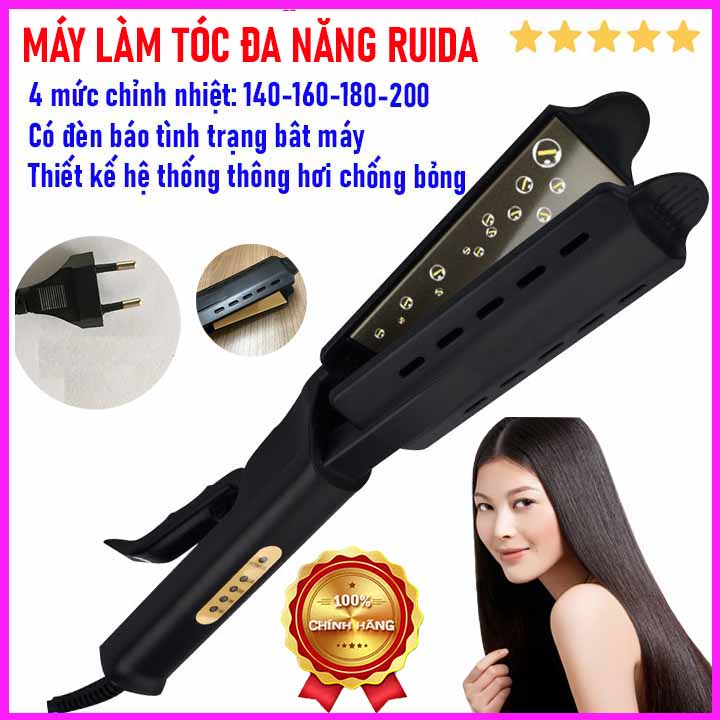 Máy làm tóc đa năng RUIDA, Máy kẹp tóc, duỗi tóc, ép tóc,uốn cúp xoăn lọn đa năng Hàn Quốc 2in1,Máy duỗi/uốn tóc 2 trong 1 có màn hình đèn LED hiển thị số nhiệt độ.làm nóng cực nhanh