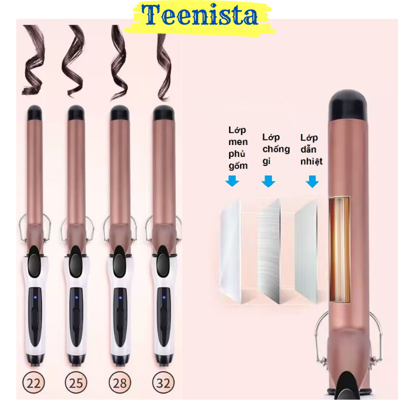  Máy Uốn Tóc Làm Xoăn Tóc Kiểu Sóng Nước Tự Nhiên Trục Tròn 25mm 28mm 32mm Công Nghệ I-On Bảo Vệ Tóc Không Hư Tổn 