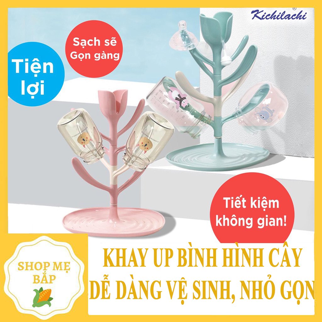 khay úp bình ,Giá úp bình sữa Kichilachi cho bé hình cây, nhỏ gọn tiện lợi,