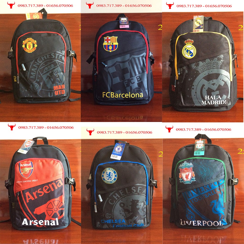 Balo đen câu lạc bộ bóng đá Manchester United, Arsenal, Barca, Chelsea, Real, AC Milan, Liverpool