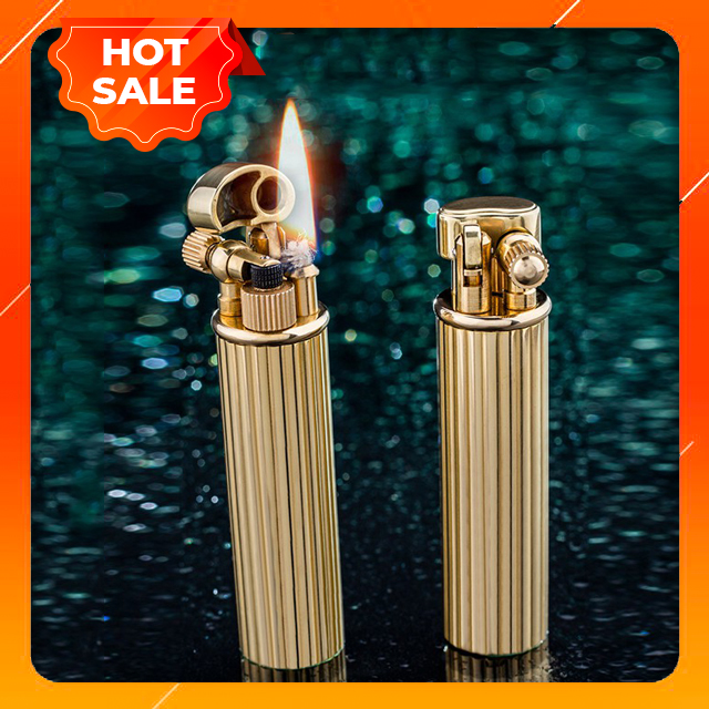 Hột Quẹt Bật Lửa Xăng Đá Chief CF028 Thiết Kế Độc Lạ Sang Trọng Màu Vàng - Dùng Xăng Bấc Đá Zippo Cao Cấp + Tặng Kính Thời Trang Cao Cấp(Tặng Màu Ngẫu Nhiên)