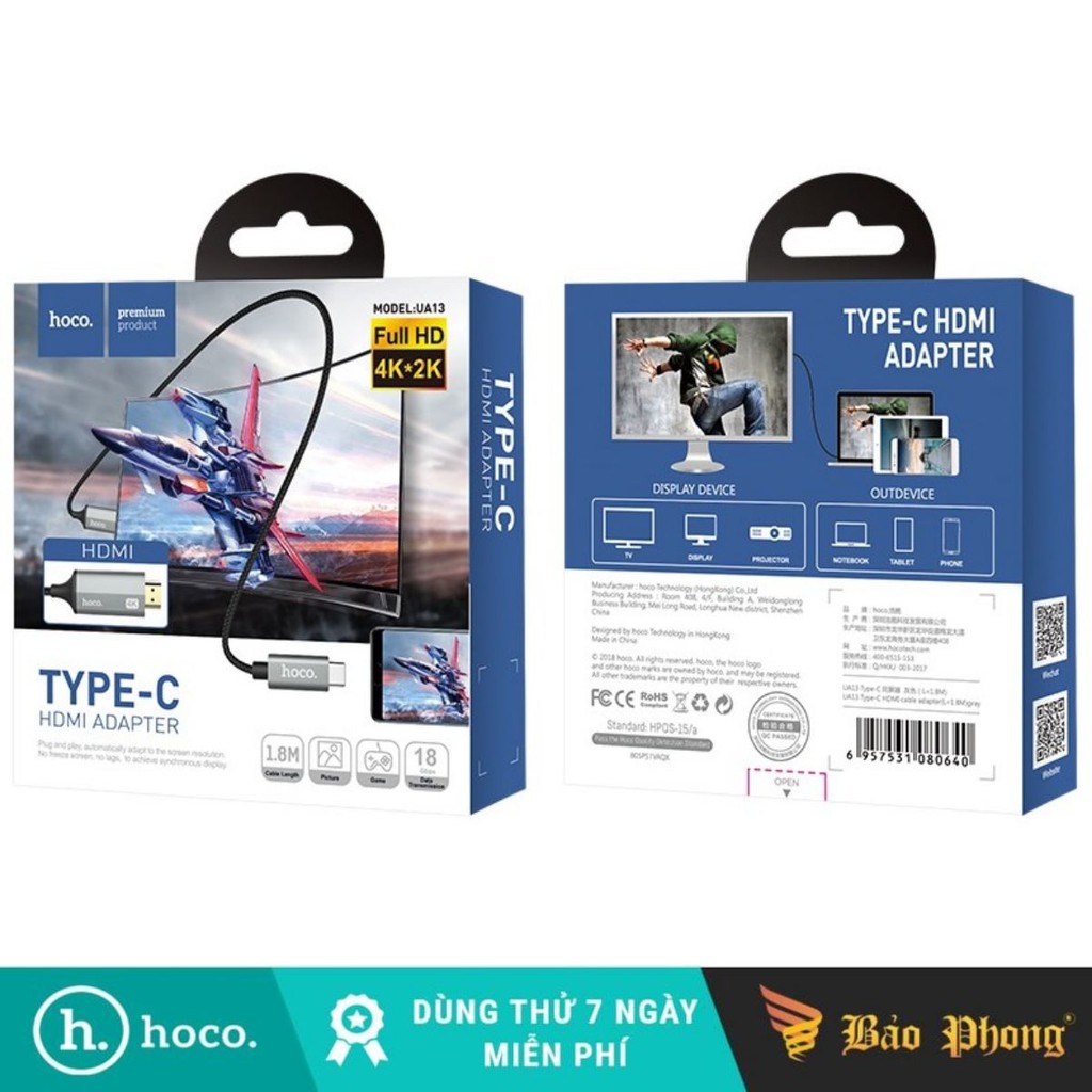Cáp hdmi type- c hoco ua13