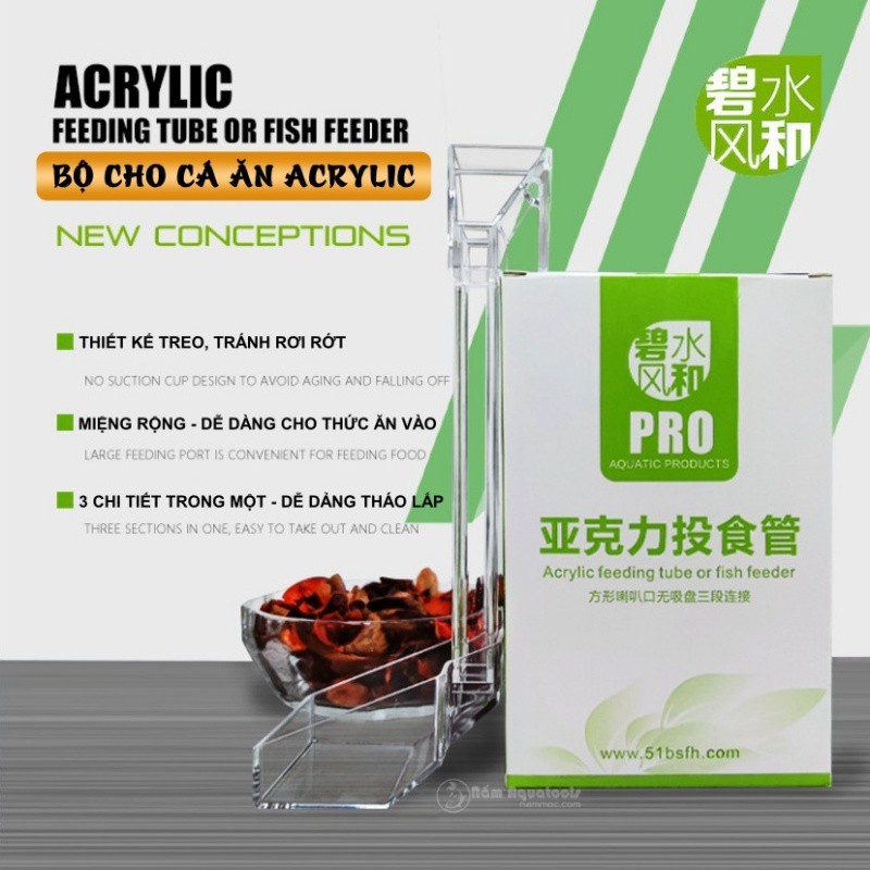 Bộ cho cá tép ăn - chén ống tép acrylic