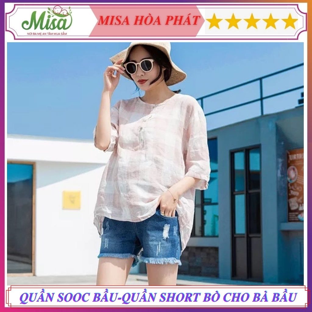 Quần sóc bầu hàng quảng châu loại 1,quần sóc bò thời trang cho bà bầu, quần jean sóc của bà bầu