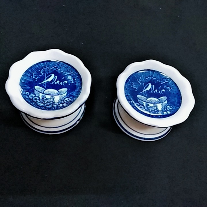 Gốm sứ Bát Tràng - Cặp chân nến men lam