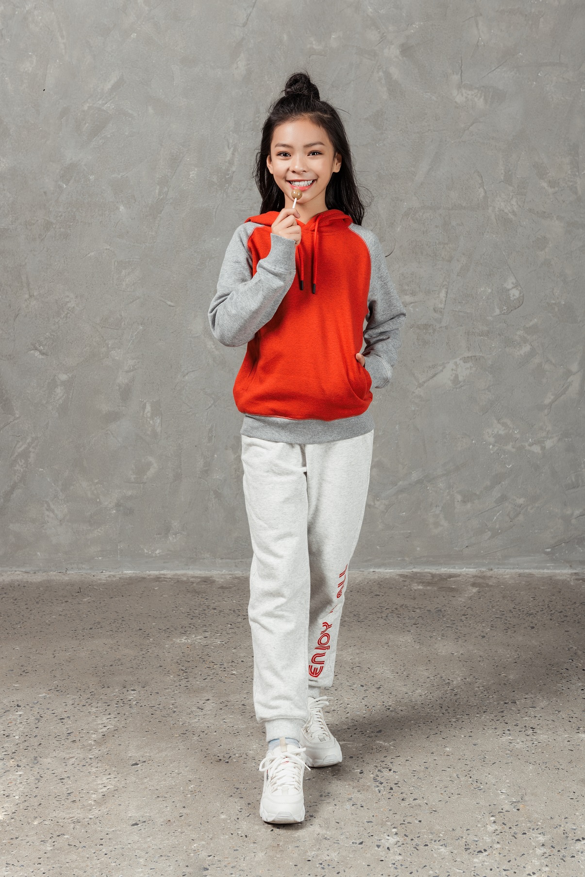Áo nỉ hoodie bé gái onoff công nghệ dệt french terry thoáng khí - h12th18001
