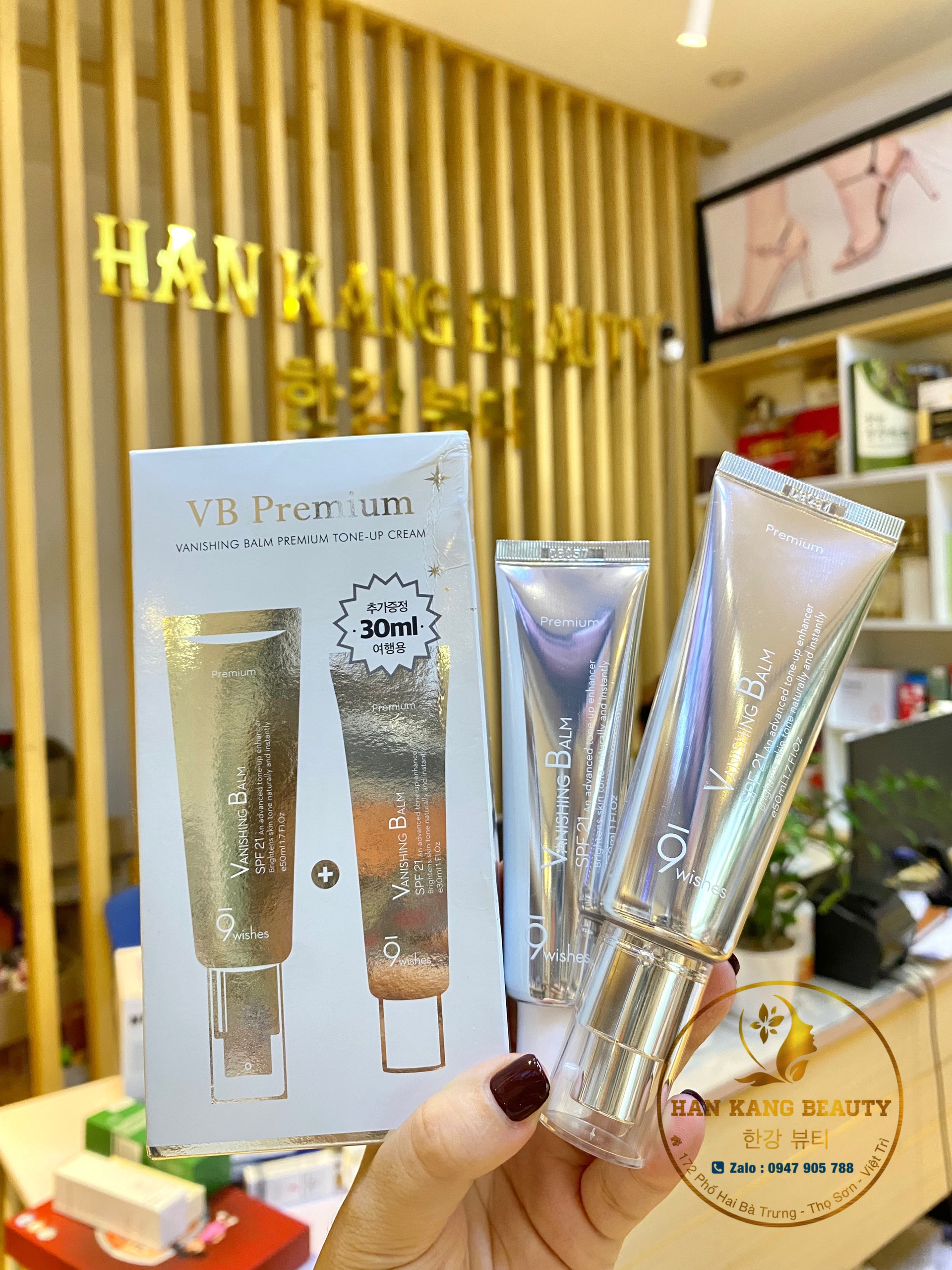 Kem Dưỡng Trắng Da nâng tone Chống Nắng 9Wishes VB Premium Vanishing Balm Tone-Up Cream SPF 21