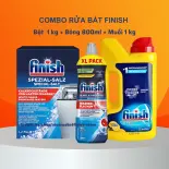 Bột rửa bát Finish 1 kg + Bóng Finish 800ml + Muối Finish 1,2kg chuyên dùng cho máy rửa chén máy rửa bát