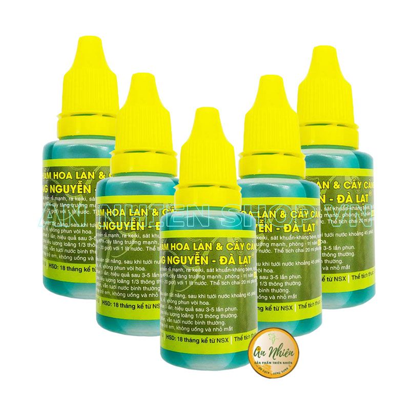 Chế phẩm Hùng Nguyễn 6 trong 1 6 in 1 - Chai 20ml - Kích rễ, kích keiki, sát khuẩn, bổ sung NPK dưỡng cây, chống đốm lá Fe và nấm cho hoa lan