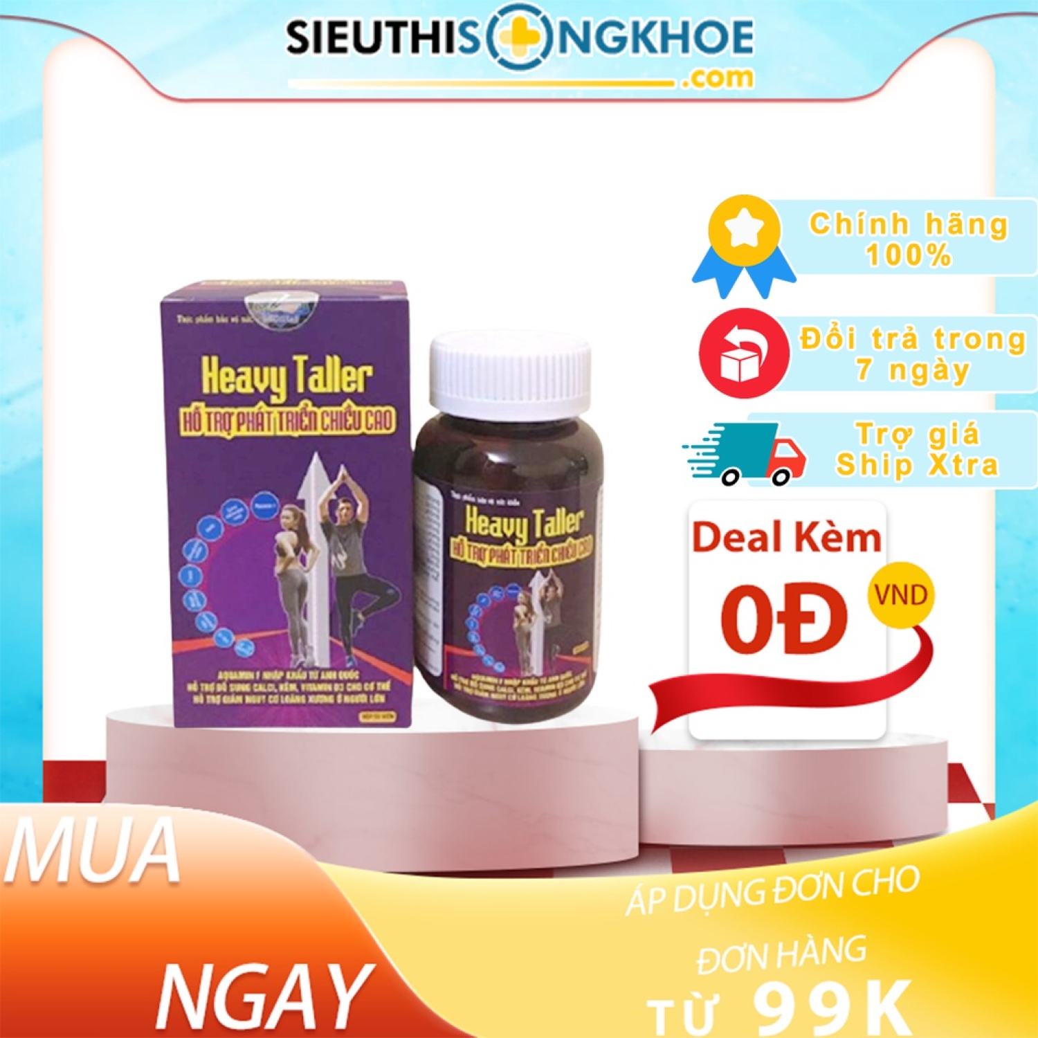 Viên Uống Heavy Taller | Hỗ Trợ Tăng Chiều Cao | Hộp 50 Viên