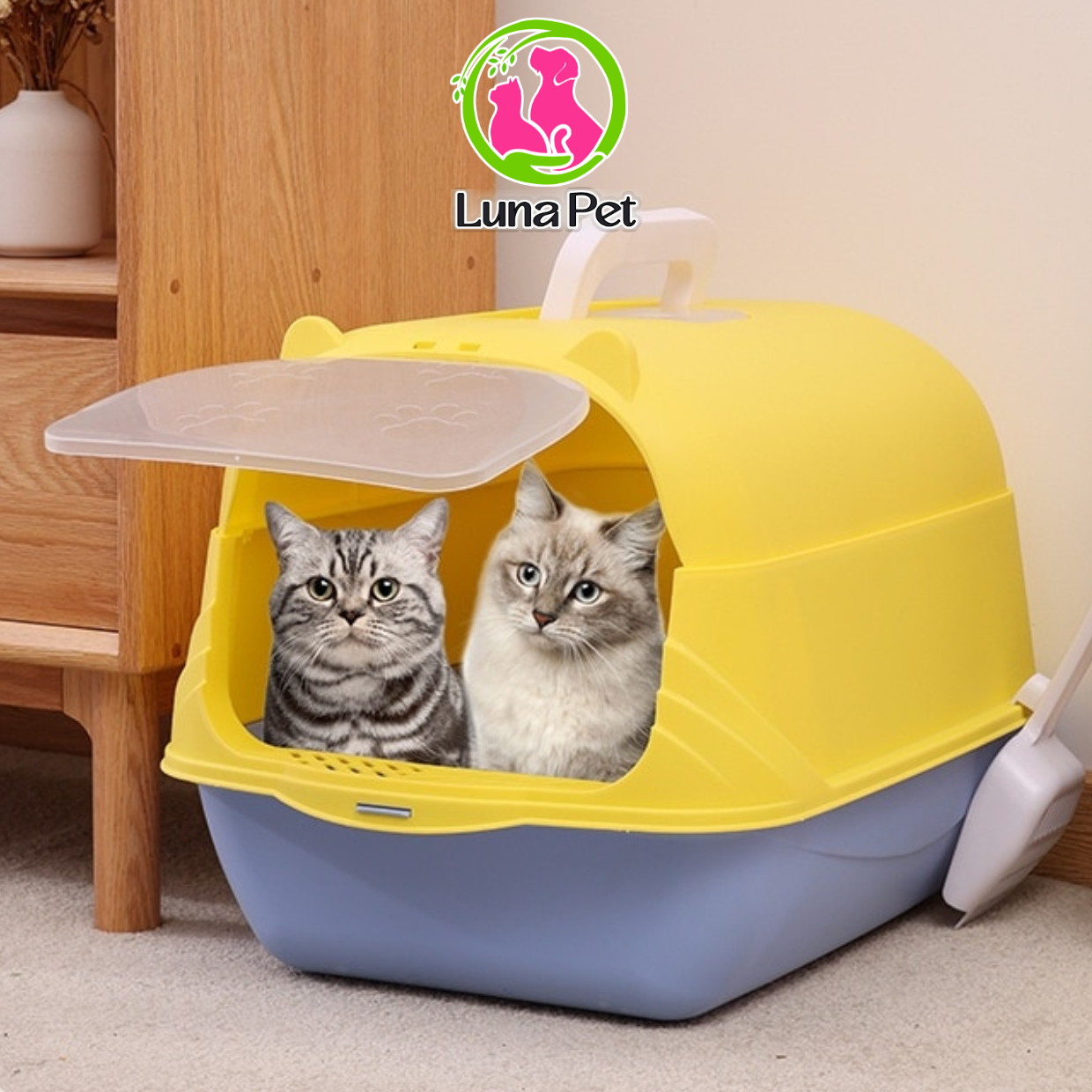 Nhà vệ sinh mèo size lớn giá rẻ - khay vệ cát sinh cho mèo có nắp Luna Pet NVS05