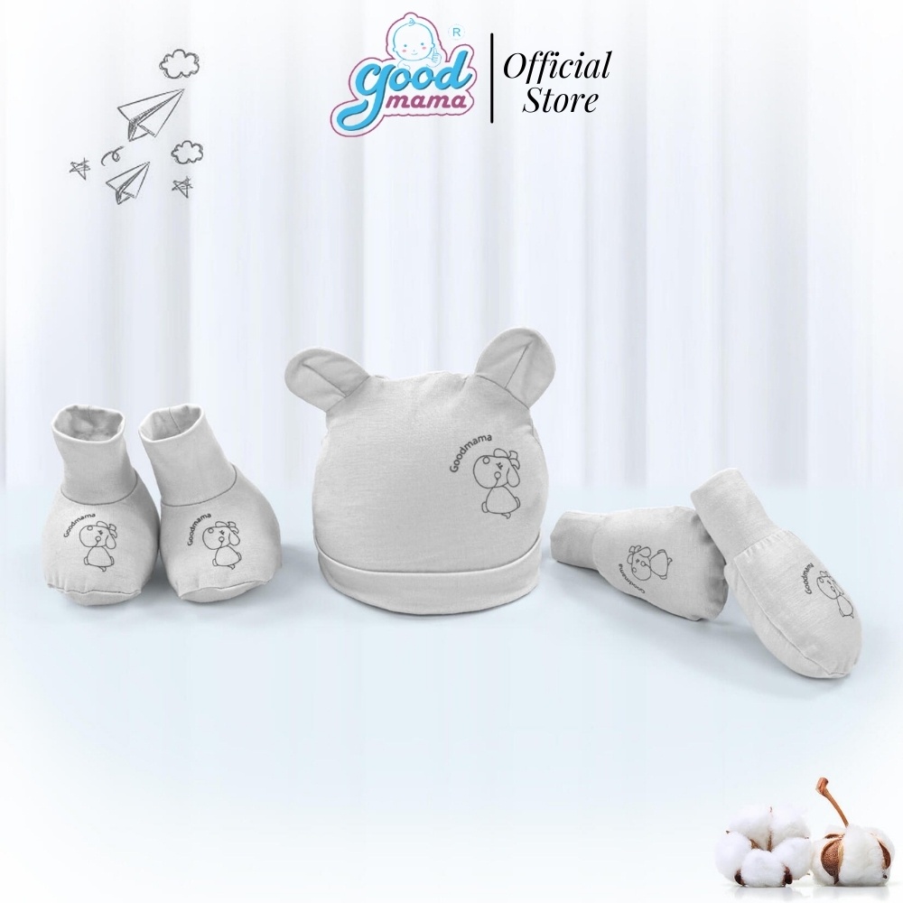 SET Quà Mũ Tất và Găng Tay Sơ Sinh Goodmama Cún Yêu Dễ Thương