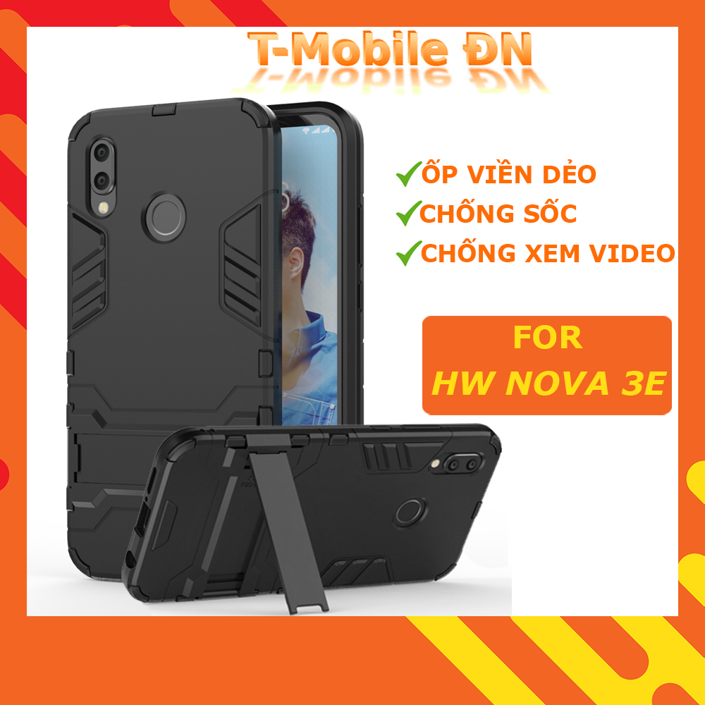 Ốp lưng Huawei Nova 3e chống sốc iron man bảo vệ viền và camera kèm chống xem video tiện lợi
