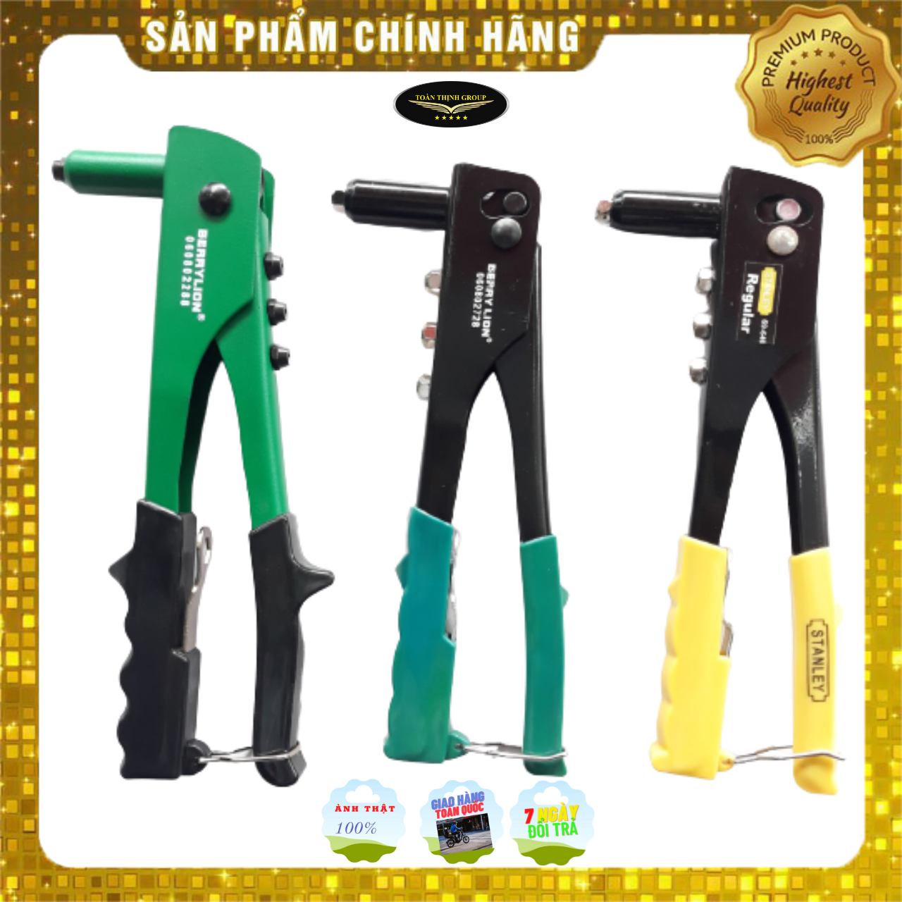 Kìm bấm rive - kềm rút đinh tán 288 - 728 berrylion chính hãng chất lượng cao và kìm rút rive hiệu stanley- kìm rút rive hiệu hd