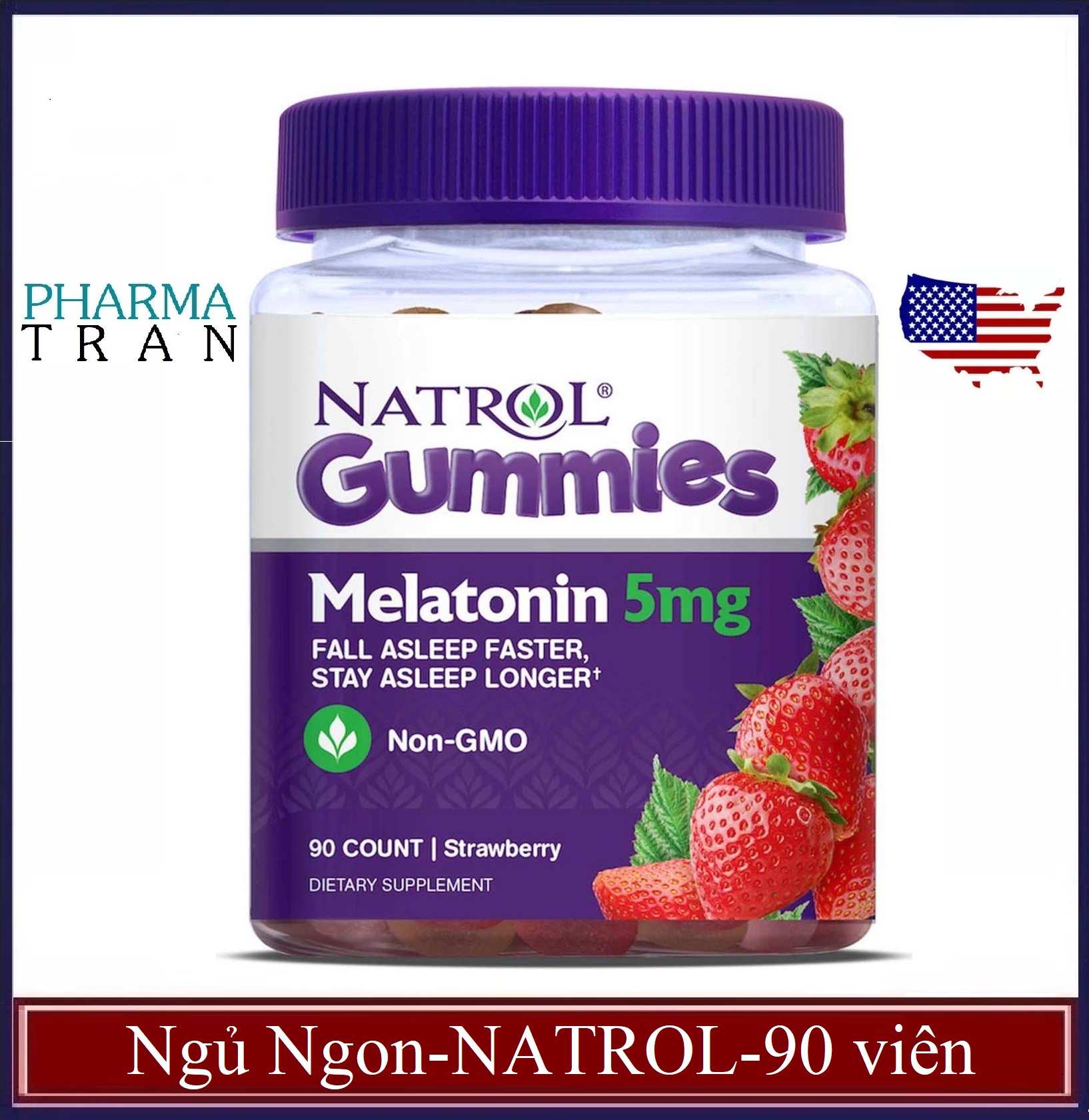 Kẹo ngủ ngon Natrol Gummies Melatonin 10mcg Strawbery 90 viên Mỹ