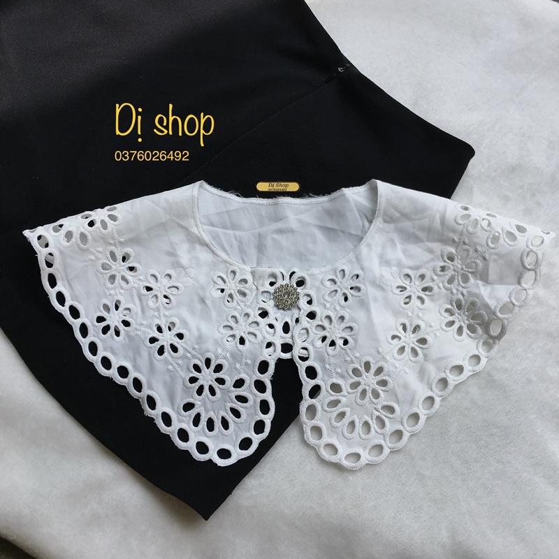 Cổ kate thêu bản to may vá vải ghép