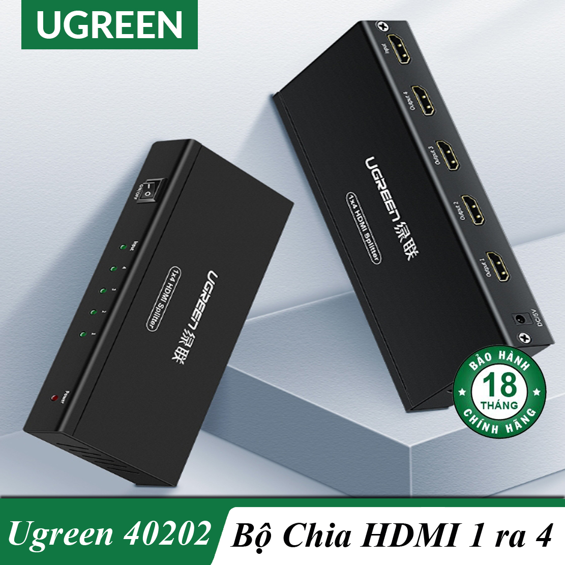 Bộ chia 1 hdmi ra 4 hdmi chính hãng ugreen 40202 cao cấp
