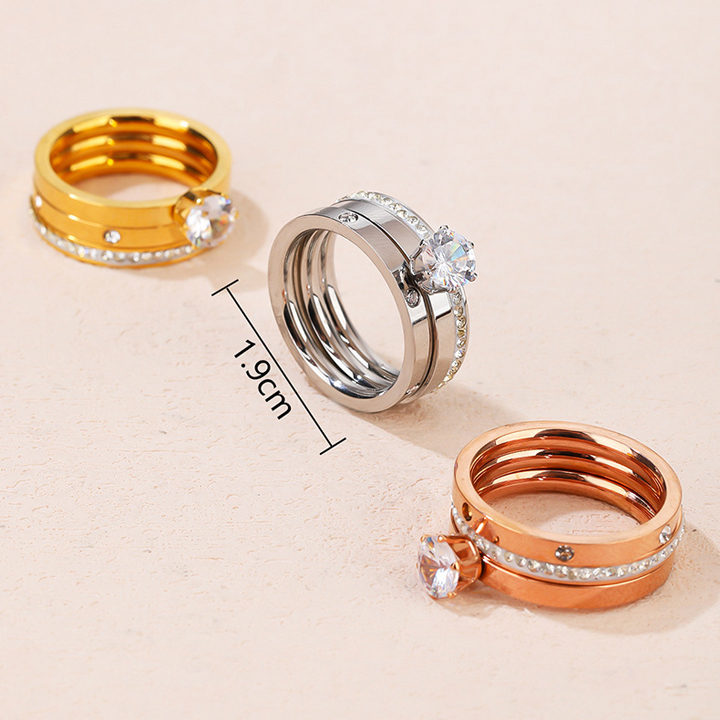 Nhẫn titan nữ đính đá thời trang ver13 WNH592 Không đen không gỉ sét