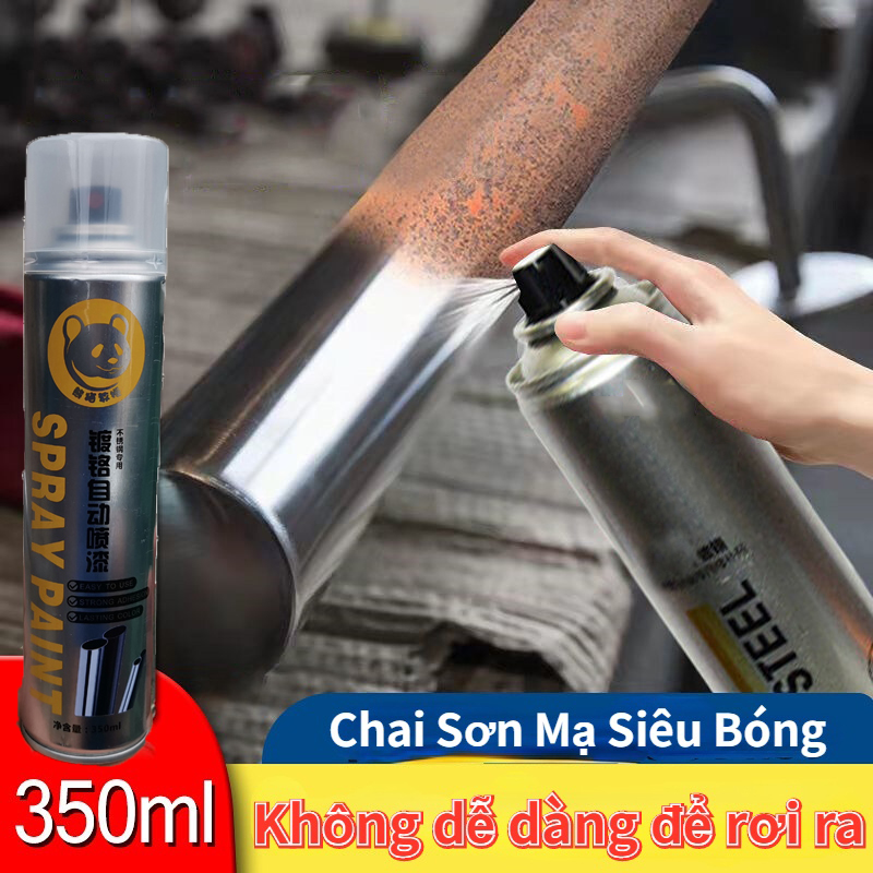 Sơn Bạc Mạ Crom Sơn Xịt Mạ Chrome Sáng Bóng 350ml - Chai Sơn Mạ Siêu Bóng-Sơn xe